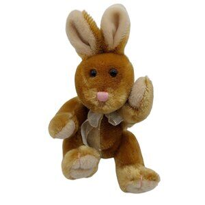 Golden Bear Co Bunny Rabbit Tan Brown Stuffed Animal Plush 6" White Gold Easter